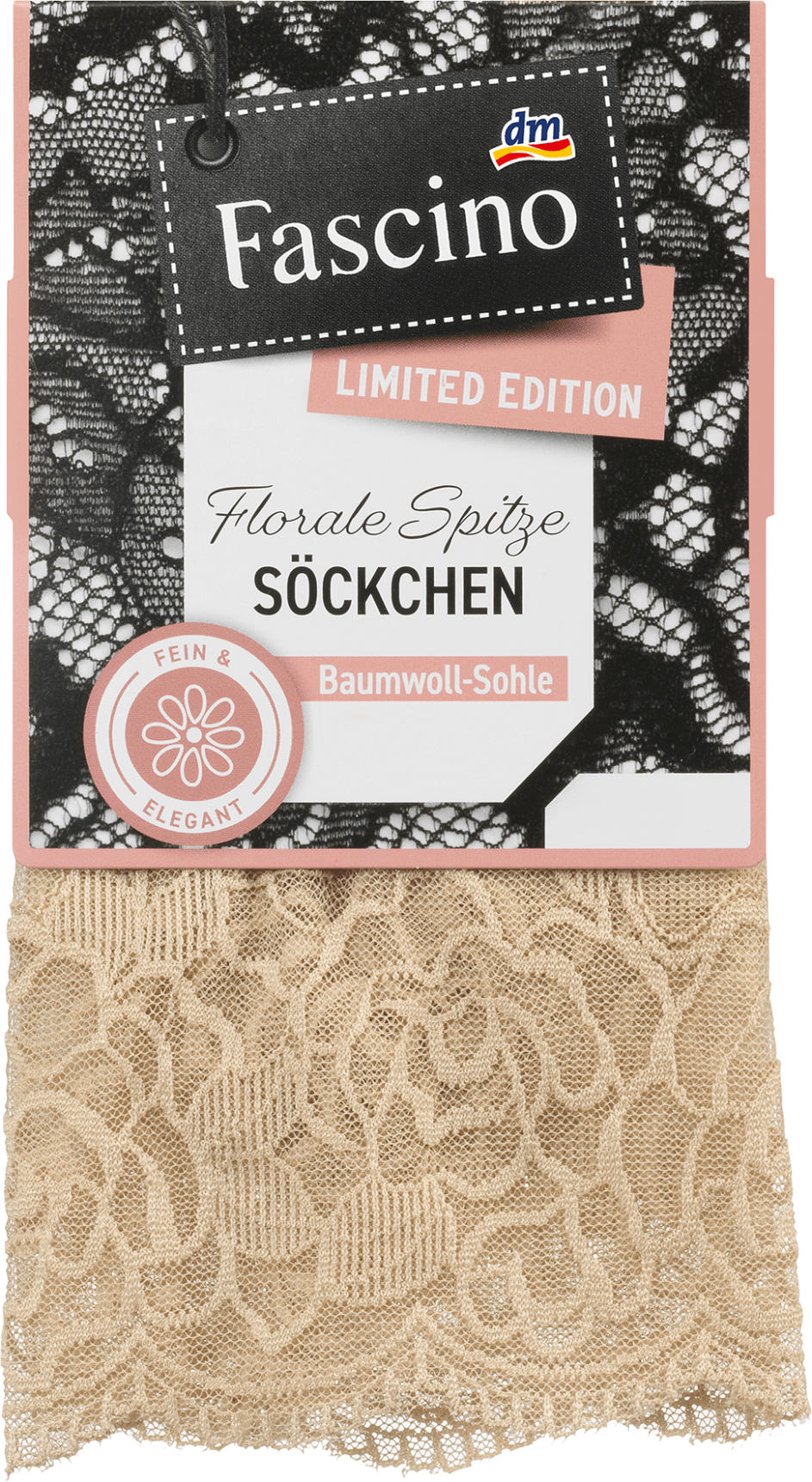 Fascino Socken mit Spitze braun Gr. 35-38