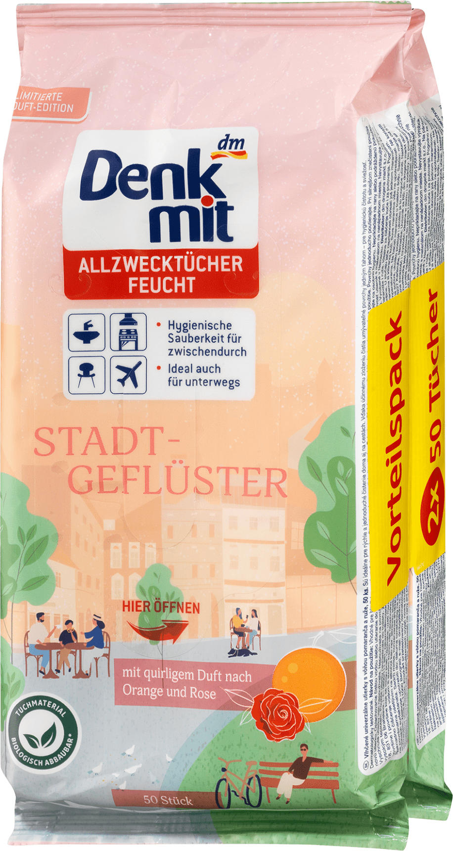Denkmit Feuchte Allzwecktücher Stadtgeflüster 2x50St