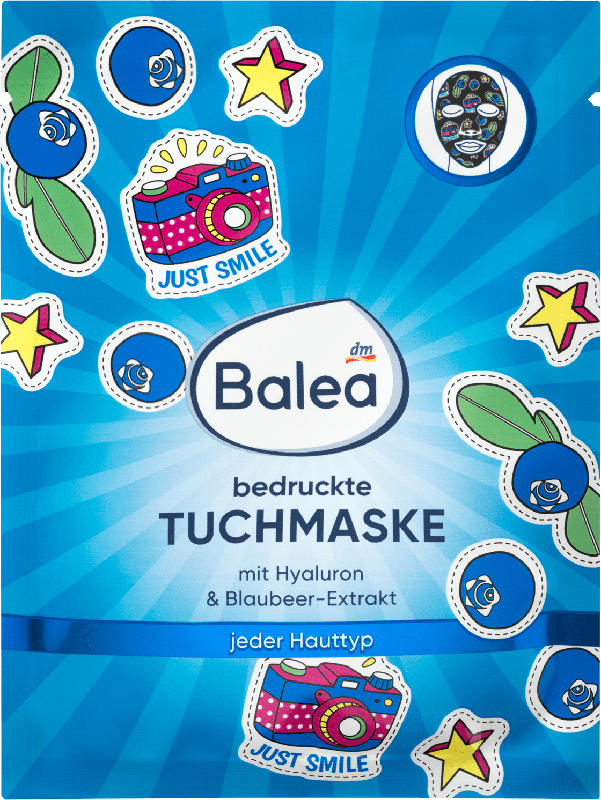 Balea Tuchmaske bedruckt Neon mit Blaubeer-Extrakt