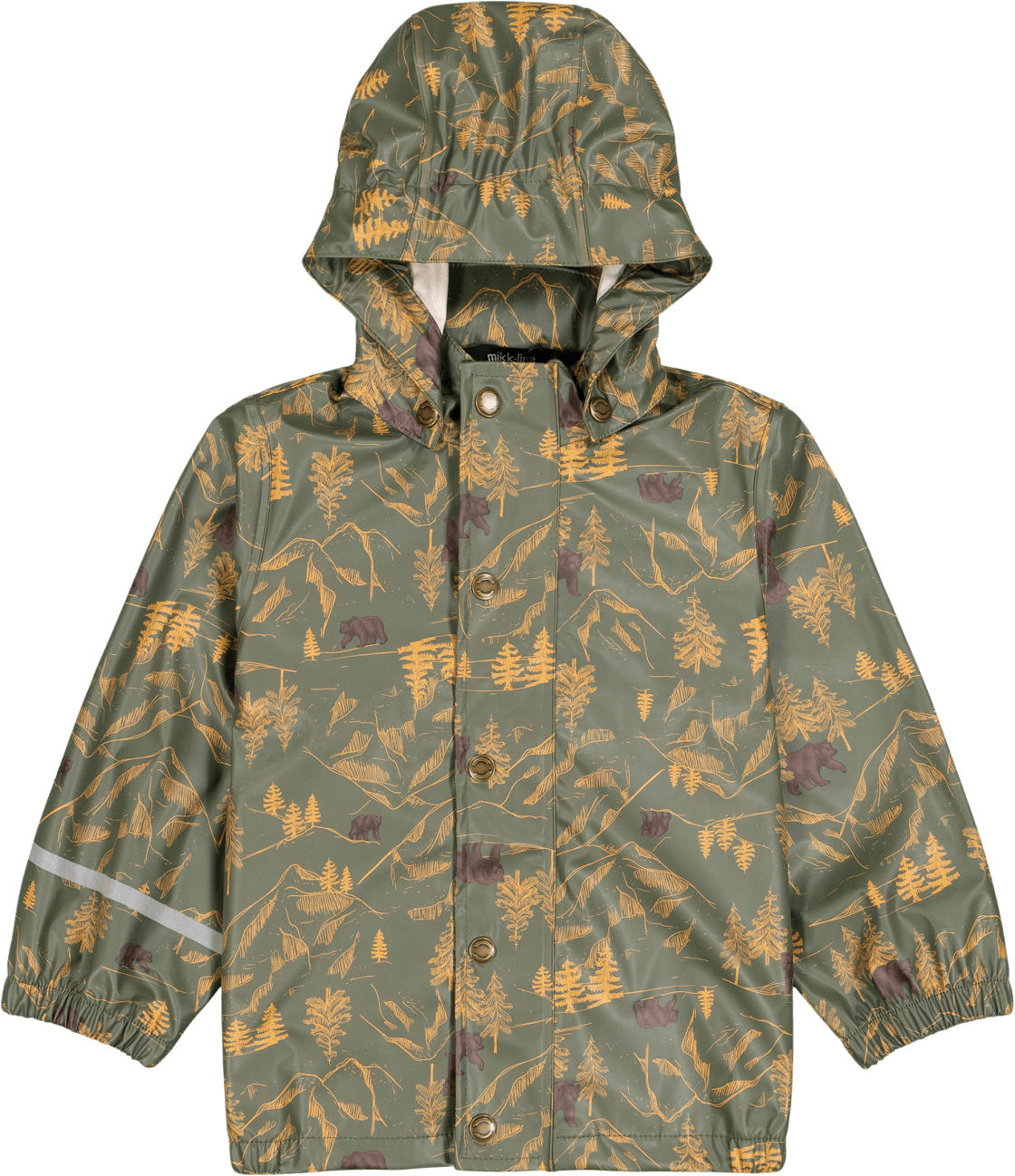 Mikk-Line Regenjacke mit Wald-Muster, grün, Gr. 98/104