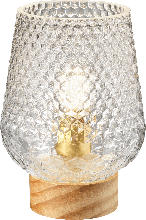 dm-drogerie markt Dekorieren & Einrichten LED Lampe aus Glas in Diamantoptik, Bambusfuß natur - bis 31.03.2024