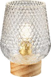 Dekorieren & Einrichten LED Lampe aus Glas in Diamantoptik, Bambusfuß natur