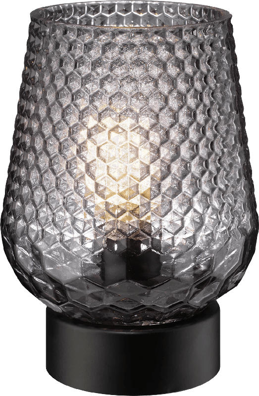 Dekorieren & Einrichten LED Lampe aus Glas in Diamantoptik, Bambusfuß schwarz