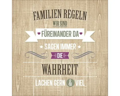 Glasbild Regeln fürs Leben 30x30 cm GLA1921