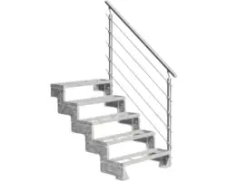 Außentreppe Pertura Tallis mit Prova Geländer 5 Einlegestufen 100 cm Stahl