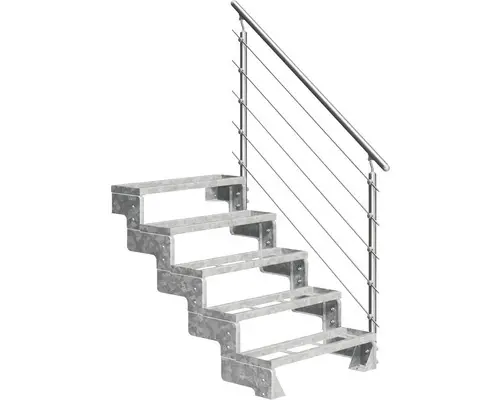 Außentreppe Pertura Tallis mit Prova Geländer 5 Einlegestufen 100 cm Stahl