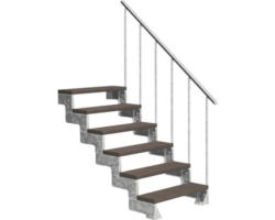 Außentreppe Pertura Tallis mit Geländer 6 Stufen 80 cm dunkelbraun