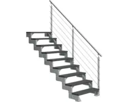 Außentreppe Pertura Tallis mit Prova Geländer 9 Stufen 100 cm anthrazit