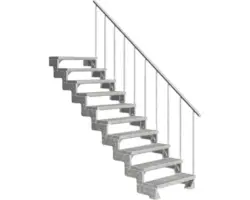 Außentreppe Pertura Tallis mit Geländer 10 Stufen 100 cm Gitterrost