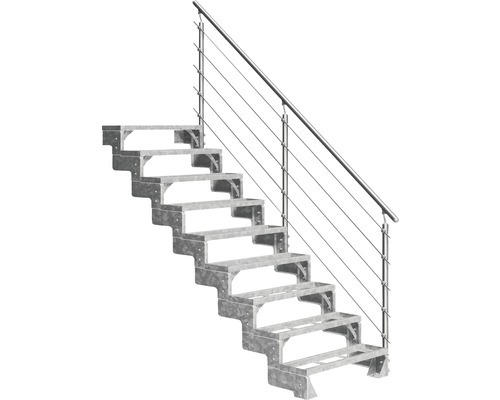 Außentreppe Pertura Tallis mit Prova Geländer 9 Einlegestufen 80 cm Metall