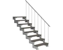 Außentreppe Pertura Tallis mit Geländer 8 Stufen 80 cm dunkelbraun