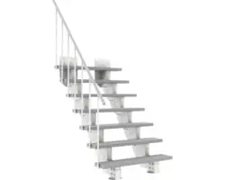 Außentreppe Pertura Petros mit Geländer 7 Stufen Trimax 120 cm grau