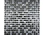 Hornbach Glasmosaik mit Naturstein Crystal CM M465 30,0x30,0 cm grau schwarz