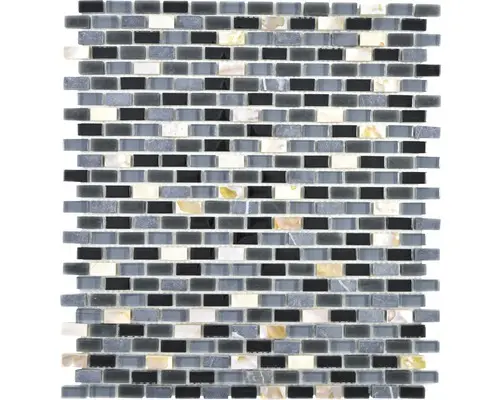 Glasmosaik mit Naturstein Crystal XCM B13S 31,0x28,5 cm schwarz