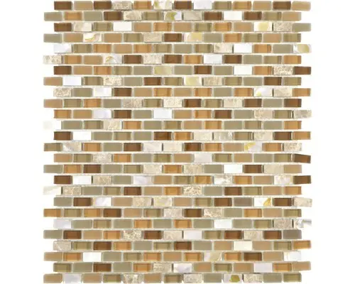 Glasmosaik mit Naturstein Crystal XCM B15S 31,0x28,5 cm beige