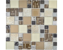 Glasmosaik XCM MC539 29,8x29,8 cm silber beige braun