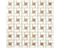 Natursteinmosaik Marmor XNM BS17 30,5x30,5 cm beige rot