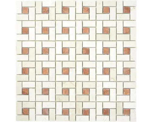 Natursteinmosaik Marmor XNM BS17 30,5x30,5 cm beige rot