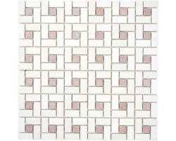 Natursteinmosaik Marmor XNM BS27 30,5x30,5 cm beige rot matt