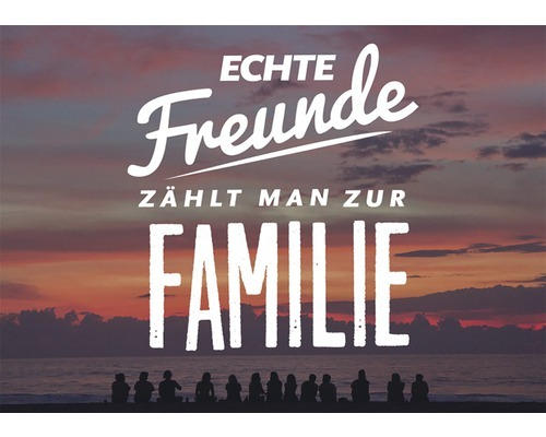 Mini-Grußkarte Echte Freunde zählt man zur Familie 7,7x5,5 cm