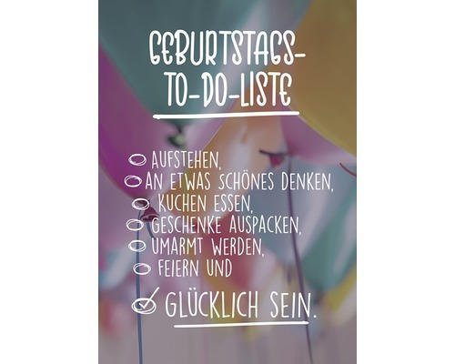 Postkarte Geburtstags-To-Do-Liste 10,5x14,8 cm