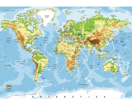 Fototapete Vlies 10250V4 Weltkarte 2-tlg. 254x184 cm
