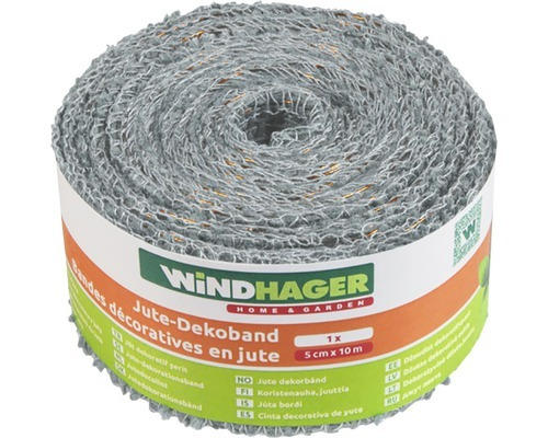 Jute Dekoband 5 cm x 10 m grau