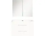 Hornbach Badmöbel-Set Differnz Somero Mineralguss 170x60x38 cm Mineralgusswaschbecken weiß mit Spiegelschrank