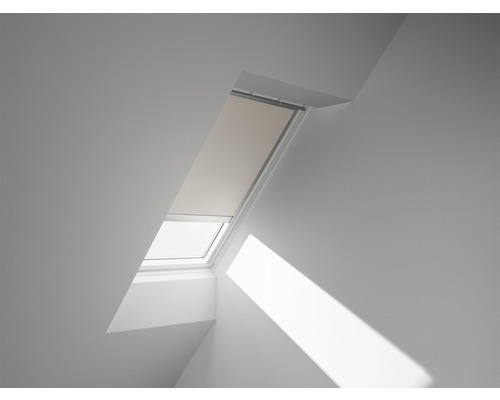 VELUX Verdunkelungsrollo uni hellbeige elektrisch Rahmen aluminium DML F04 1085S