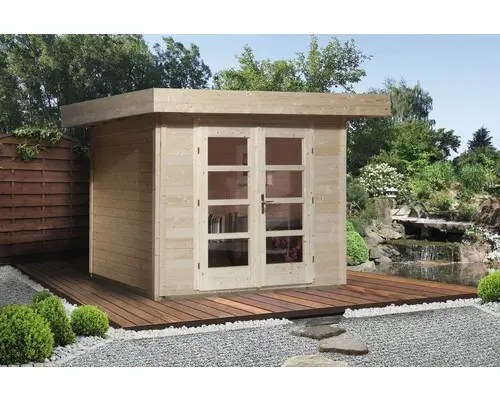 Gartenhaus weka Designhaus 126+ Gr. 3 hohes Durchgangsmaß 195 cm, mit Fußboden 295 x 300 cm natur