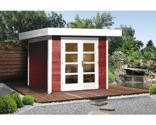 Gartenhaus weka Designhaus 126+ Gr. 3 hohes Durchgangsmaß 195 cm, mit Fußboden 295 x 300 cm rot