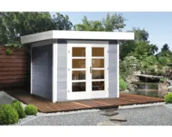 Gartenhaus weka Designhaus 126+ Gr. 2 hohes Durchgangsmaß 195 cm, mit Fußboden 295 x 240 cm grau