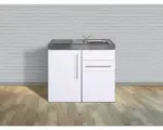Hornbach Miniküche Stengel Premiumline MP100S 100x60 cm Becken rechts weiß glänzend mit Glaskeramikkochfeld und Touchsteuerung