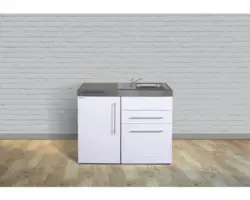 Miniküche Stengel Premiumline MPGS110 100x60 cm Becken rechts weiß glänzend