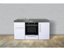 Miniküche Stengel Premiumline MPB160 160x60 cm Becken links weiß glänzend