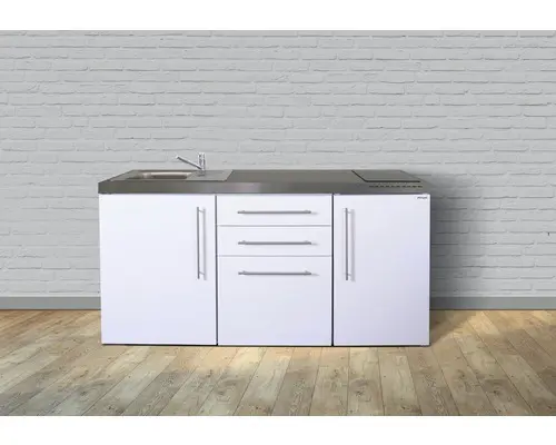 Miniküche Stengel Premiumline MP170 170x60 cm Becken links weiß glänzend mit Induktionskochfeld