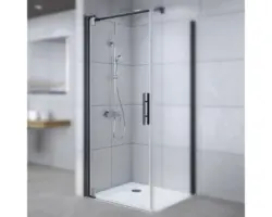 Drehtür für Seitenwand Breuer Europa Design 800x2000 mm Anschlag links Echtglas Klar hell schwarz