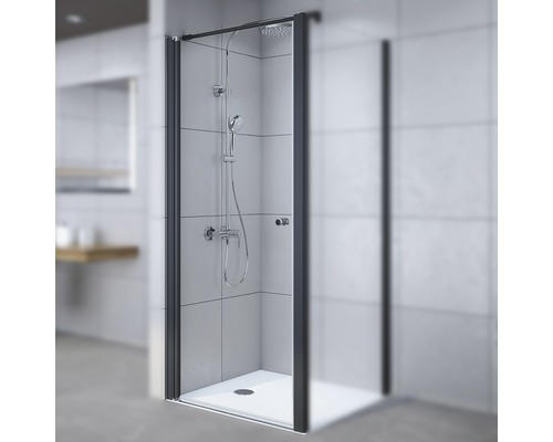 Drehtür für Seitenwand Breuer Elana 6 800x2000 mm Anschlag links Dekorglas Mastercarre schwarz