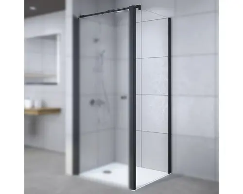 Duschseitenwand für Drehtür Breuer Elana 6 1000x2000 mm Dekorglas Satiniert schwarz