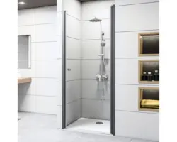 Drehtür für Nische Breuer Elana 6 1000x2000 mm Anschlag rechts Echtglas Klar hell schwarz