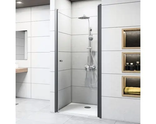 Drehtür für Nische Breuer Elana 6 1000x2000 mm Anschlag rechts Echtglas Klar hell schwarz