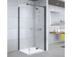 Duschseitenwand für Drehfalttür Breuer Elana Komfort 800x2000 mm Anschlag links Echtglas Klar hell schwarz