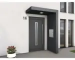 Hornbach Gutta Rechteckvordach BS Plus 160x90 cm anthrazit inkl. Seitenteil rechts und Briefkastenanlage BKA FuKa-165 Edelstahl V2Amit Klingel und Vorbereitung für Sprechanlage