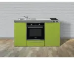 Hornbach Miniküche Stengel Kitchenline MKB150 150x60 cm Becken links grün mit Glaskeramikkochfeld