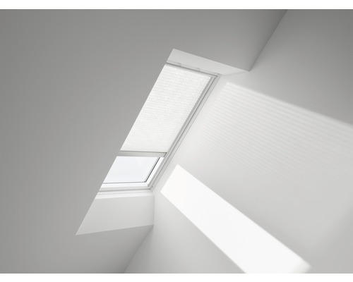 VELUX Plissee-Faltstore uni crush-optik weiss solarbetrieben FSL C01 1256S