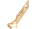 Hornbach Pertura Wangentreppe Elenie Buche Leimholz ohne setzstufen Unbehandelt 1/4-gewendelt unten rechts 83,5 cm 16 Stufen / 17 Steigungen Stabgeländer