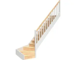 Pertura Wangentreppe Elenie Buche Leimholz mit setzstufen Lackiert 1/4-gewendelt unten rechts 83,5 cm 16 Stufen / 17 Steigungen Stabgeländer