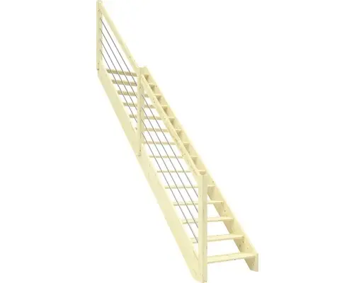 Pertura Wangentreppe Elenie Fichte massiv ohne setzstufen Unbehandelt gerade 83,5 cm 14 Stufen / 15 Steigungen Relinggeländer