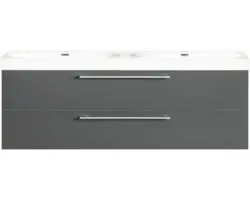 Waschbeckenunterschrank Differnz Somero Mineralguss 54x120x38 cm mit Doppel-Mineralgusswaschbecken anthrazit