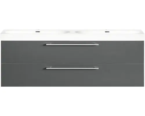 Waschbeckenunterschrank Differnz Somero Mineralguss 54x120x38 cm mit Doppel-Mineralgusswaschbecken anthrazit